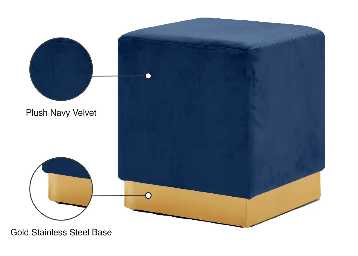 Jax - Ottoman / Stool - Navy - Fabric