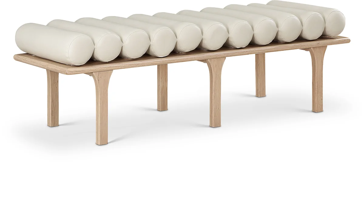 Landon - Bench With Natural Base - Cream