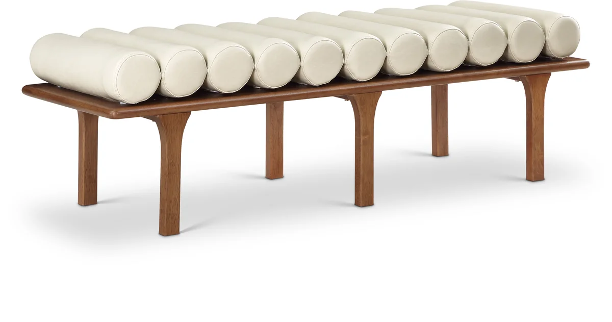 Landon - Bench With Brown Base - Cream
