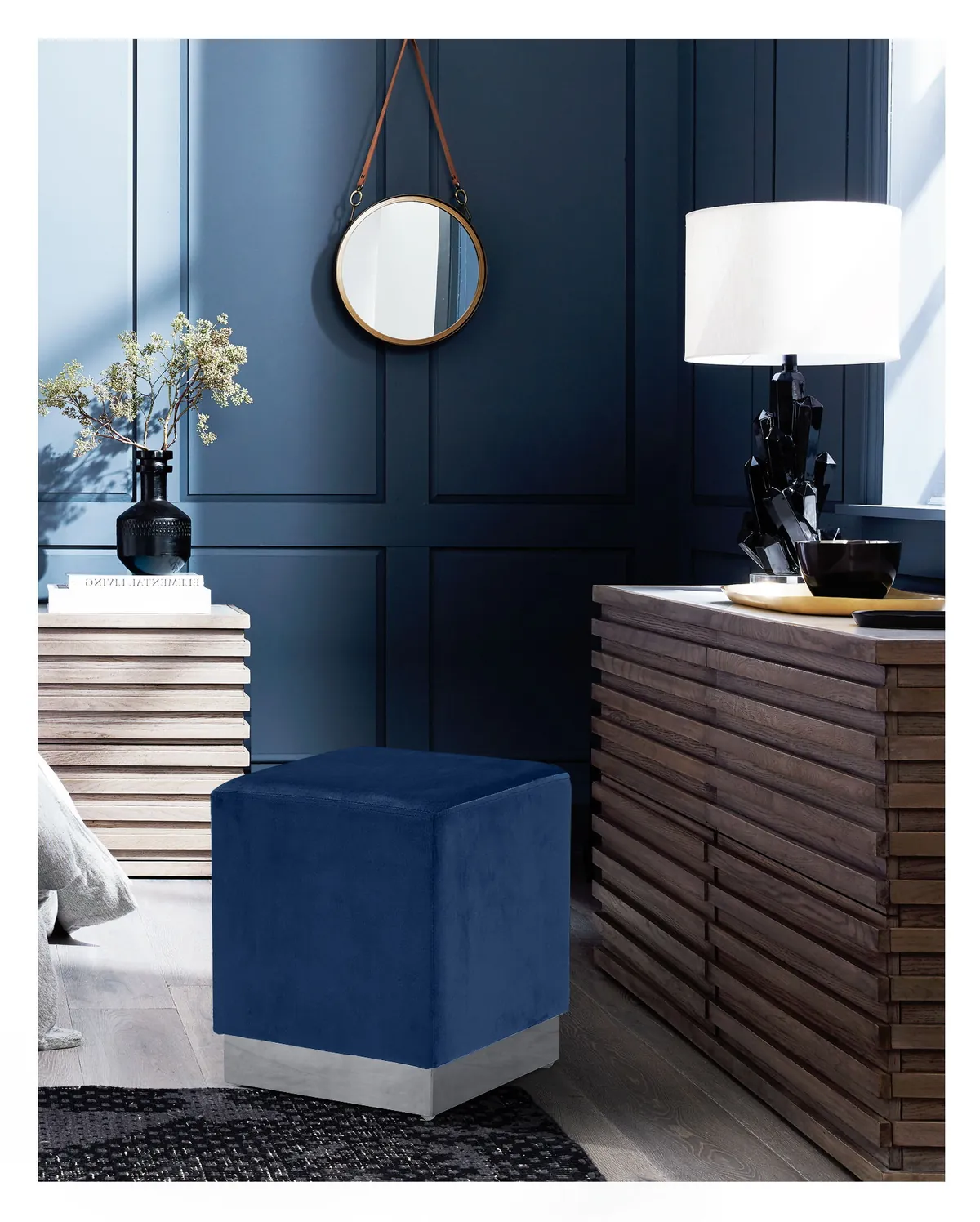 Jax - Ottoman / Stool - Navy - View 2