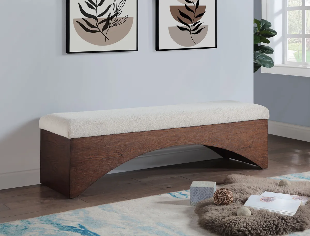Lawson - Bench With Brown Base - Beige - View 2