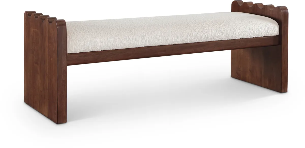 Sonia - Bench With Brown Base - Cream