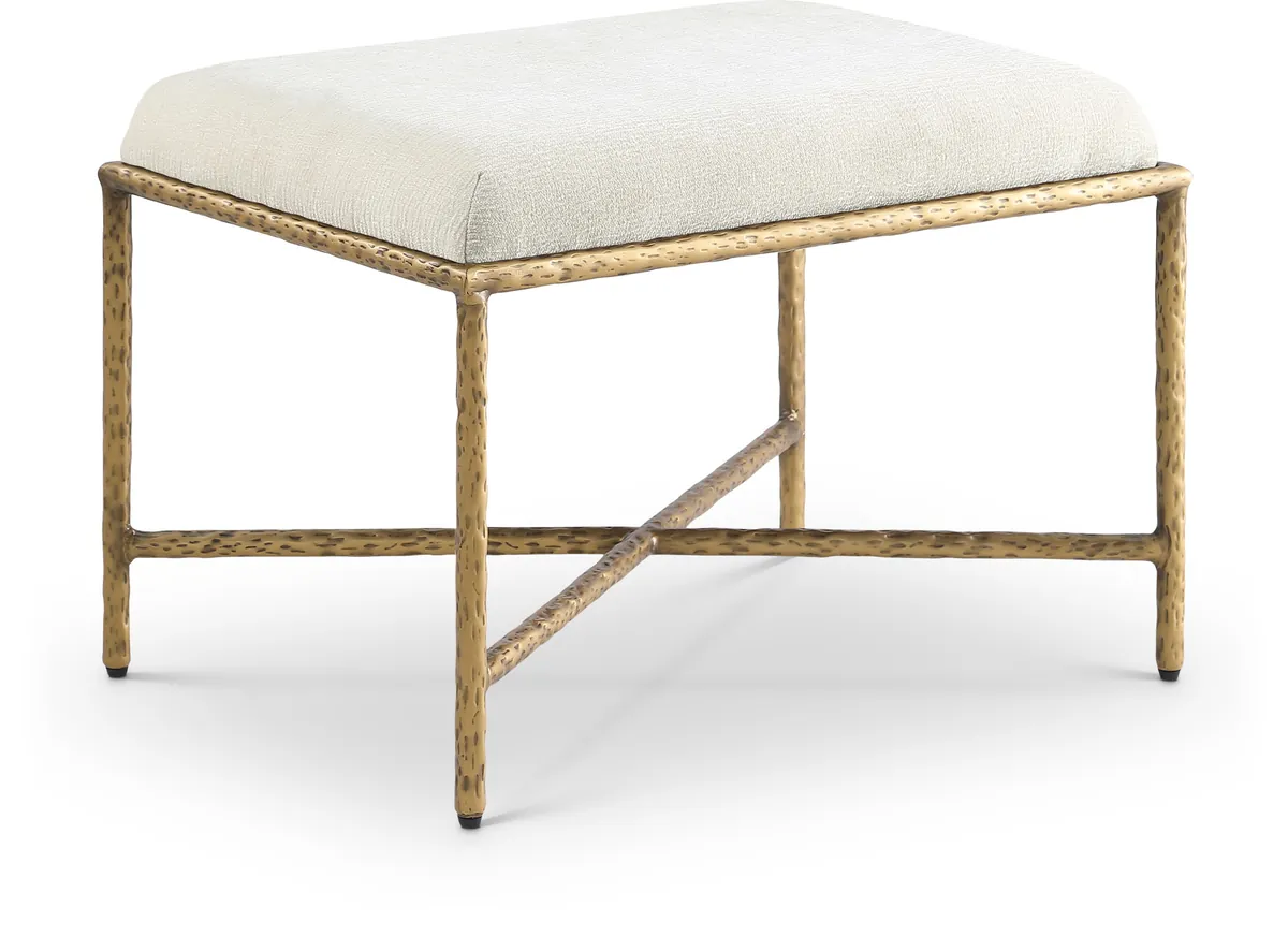 Valley - 25" Bench With Gold Frame - Cream