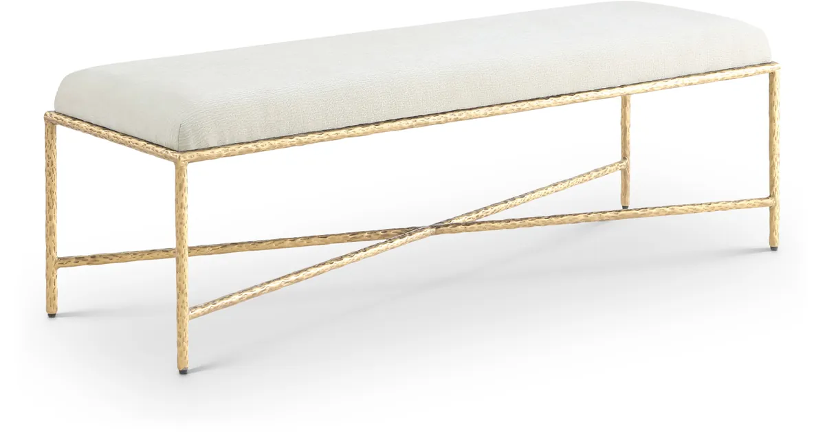 Valley - 54" Bench With Gold Frame - Cream