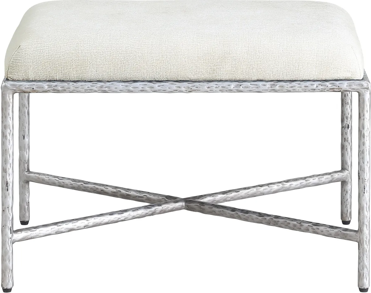 Valley - 25" Bench With Silver Frame - Cream