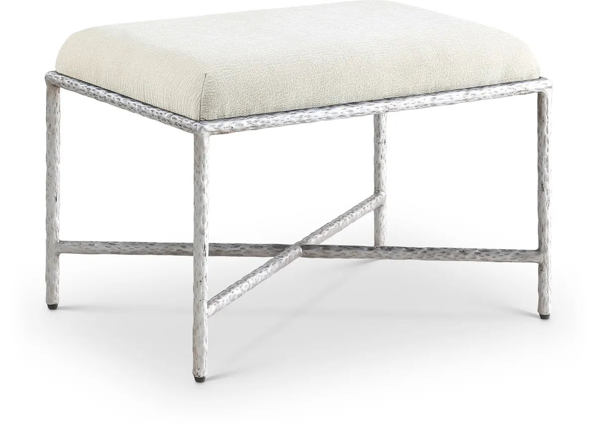 Valley - 25" Bench With Silver Frame - Cream