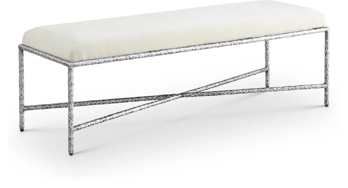 Valley - 54" Bench With Silver Frame - Cream