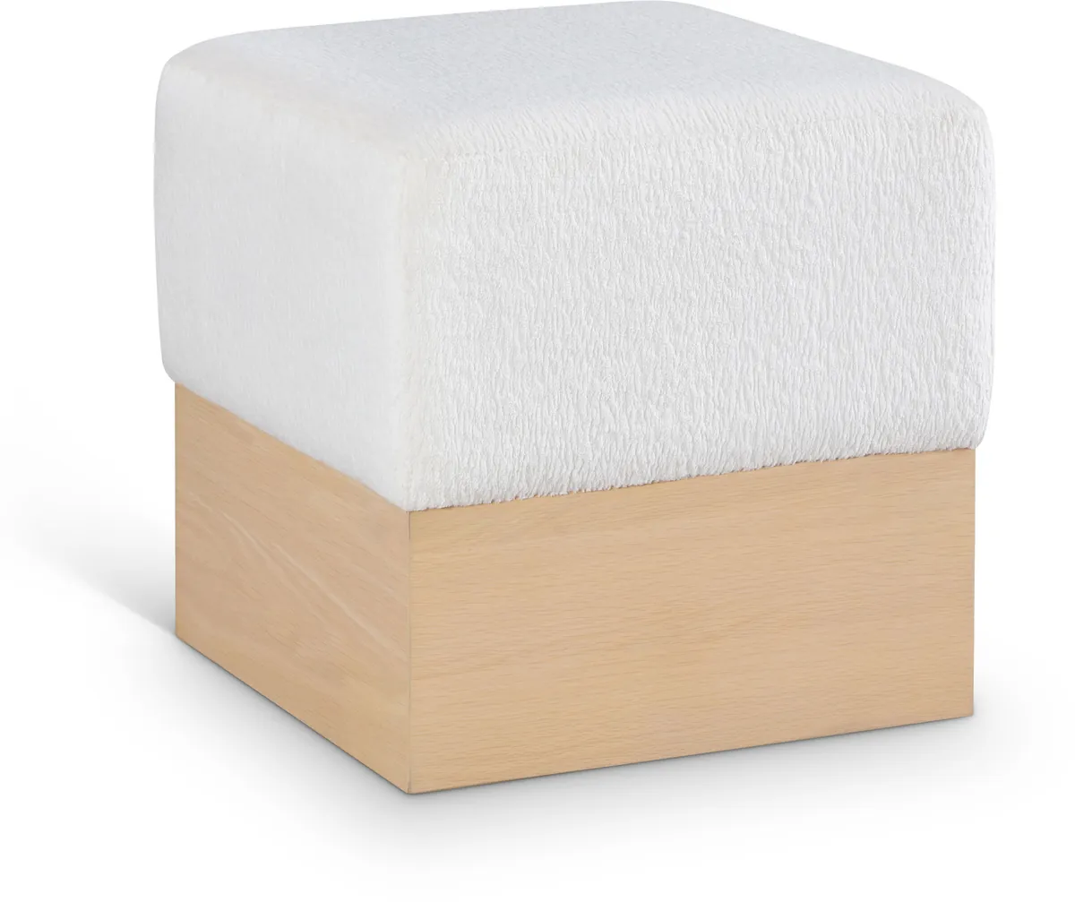 Havre - Ottoman / Stool With Natural Base - Cream