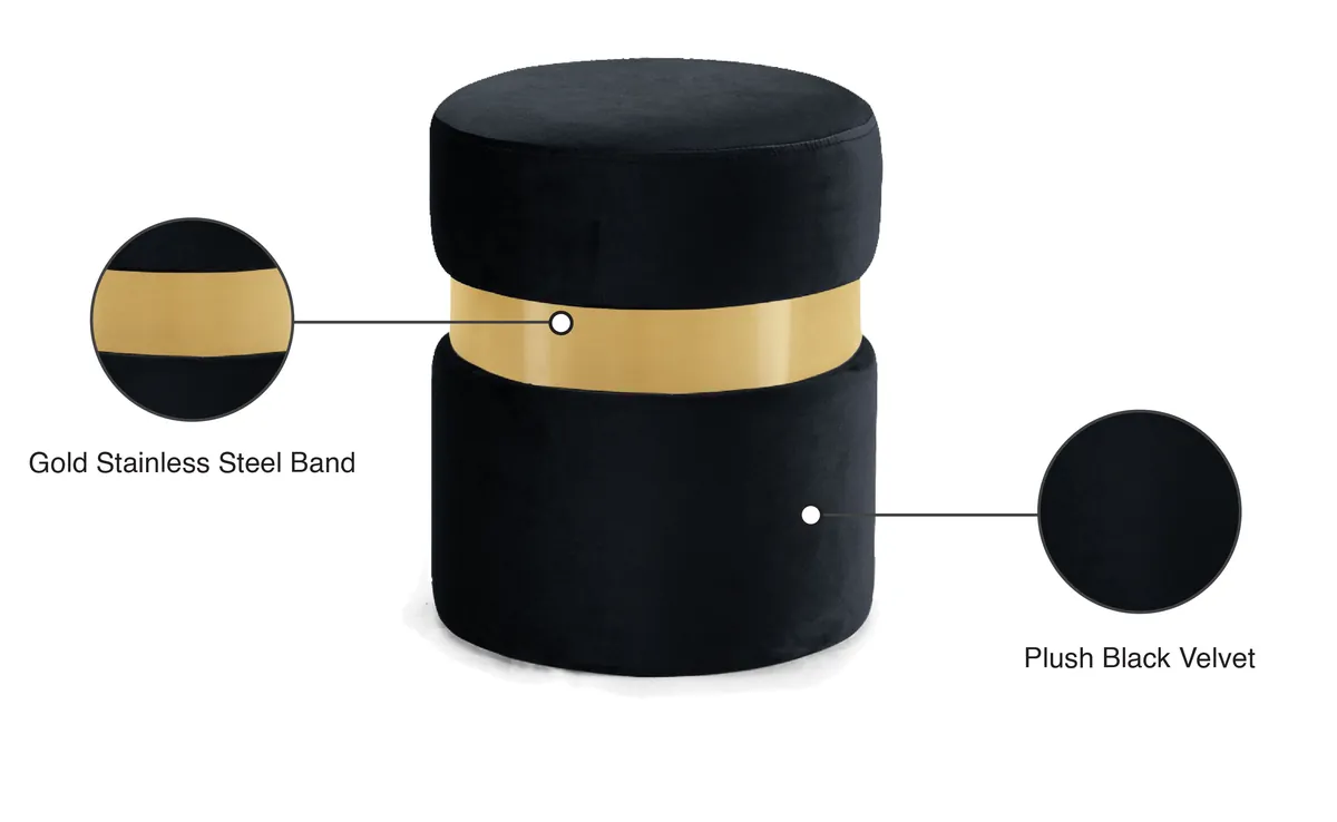 Hailey - Ottoman / Stool - Black - Fabric