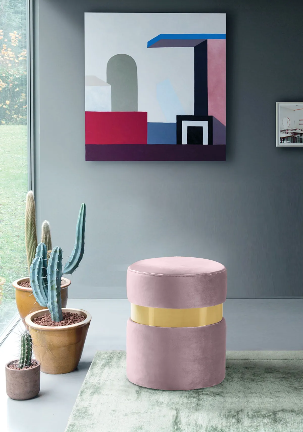 Hailey - Ottoman / Stool - Pink