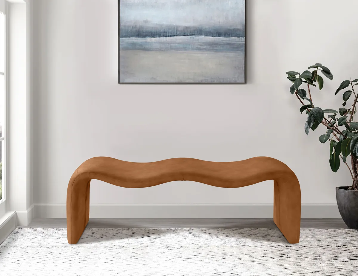 Willow - Faux Leather Bench - Cognac