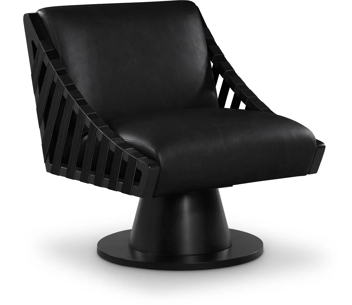 Millwin - Swivel Accent Chair With Black Base - Black