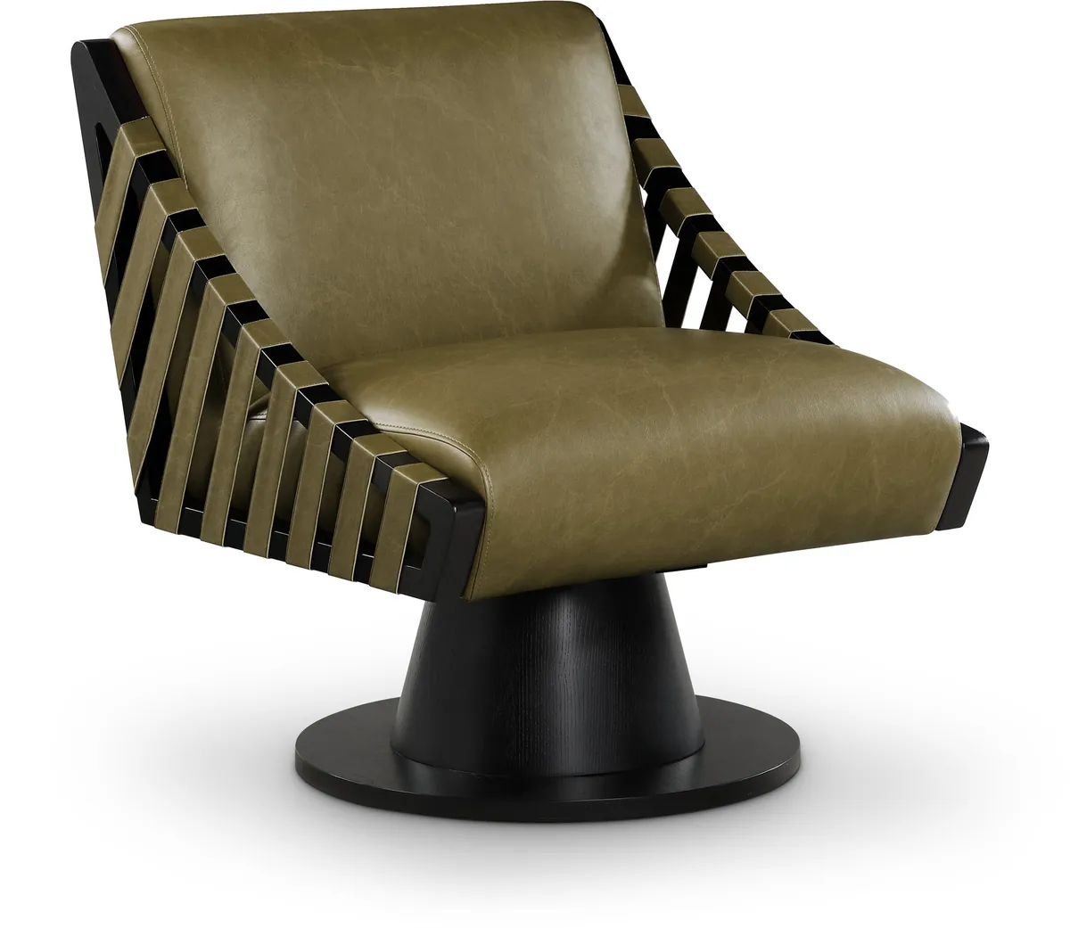 Millwin - Swivel Accent Chair With Black Base - Olive