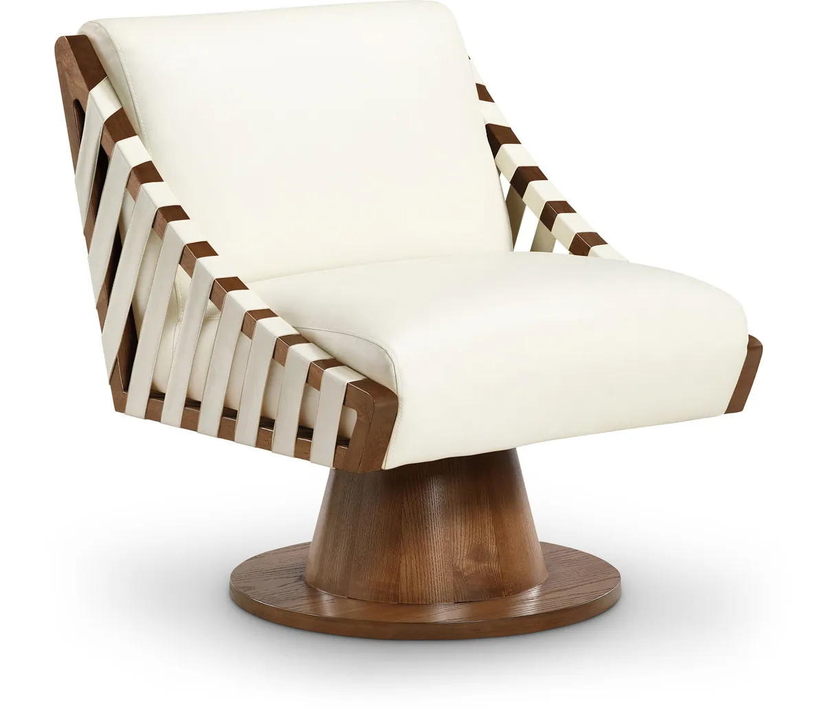 Millwin - Swivel Accent Chair With Brown Base - Cream