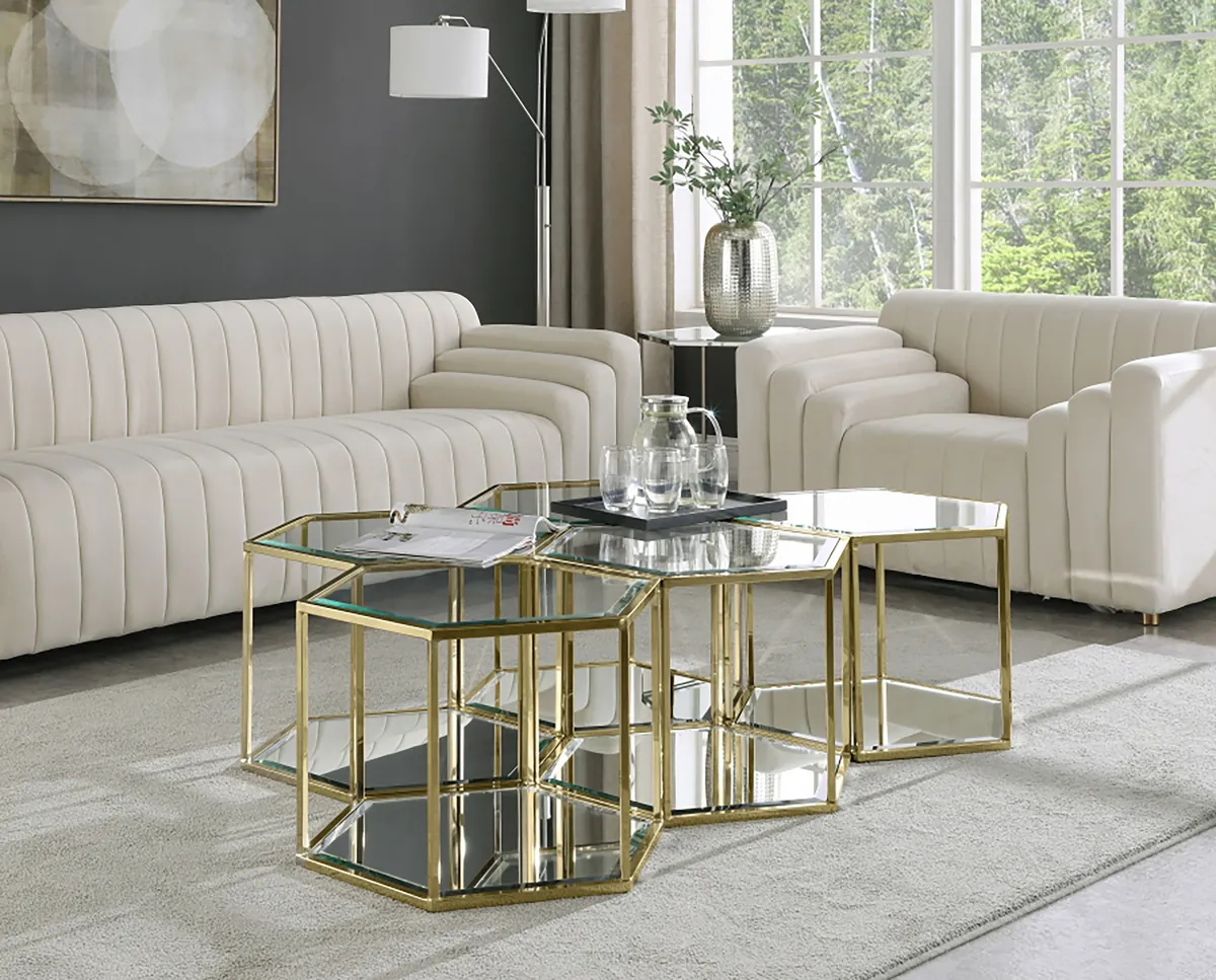 Sei - Coffee Table 5 Piece - Gold - View 2