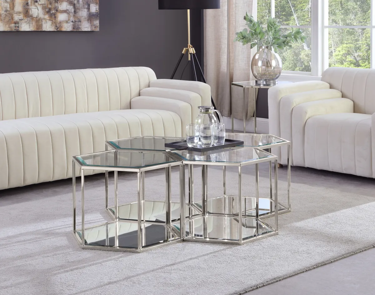 Sei - Coffee Table 4 Piece - Pearl Silver - View 2