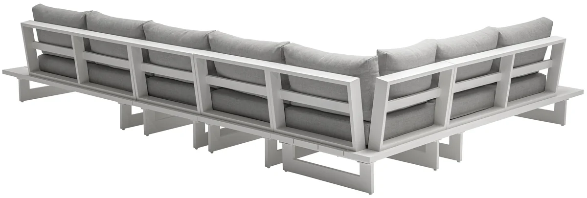 Maldives - 5 Piece Water Resistant Outdoor Patio Modular Left Arm Facing Sectional With White Base - Gray - View 2
