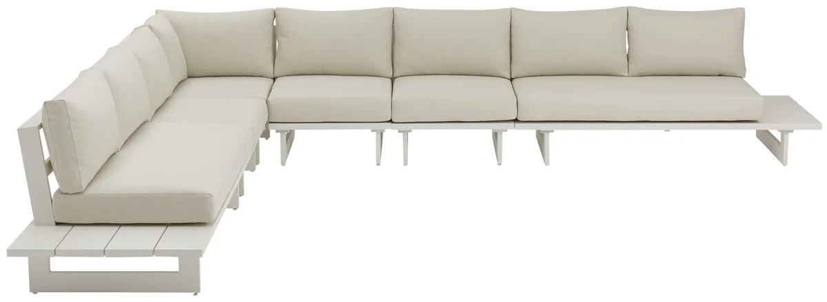 Maldives - 6 Piece Water Resistant Outdoor Patio Modular Sectional With White Base - Cream - View 2