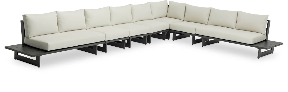 Maldives - 7 Piece Water Resistant Outdoor Patio Modular Sectional With Gray Base - Cream