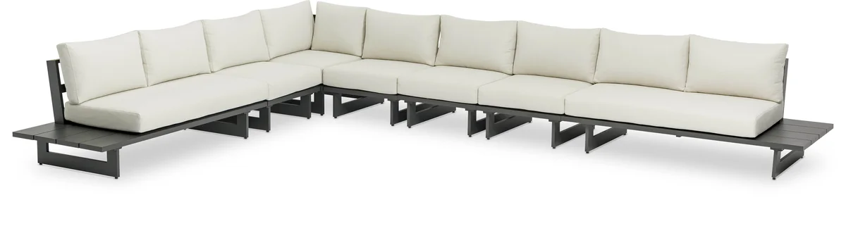 Maldives - 7 Piece Water Resistant Outdoor Modular Sectional With Gray Base - Cream