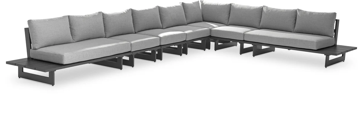Maldives - 7 Piece Water Resistant Outdoor Patio Modular Sectional With Gray Base - Gray
