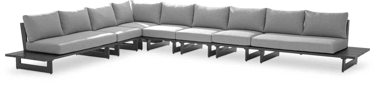 Maldives - 7 Piece Water Resistant Outdoor Modular Sectional With Gray Base - Gray