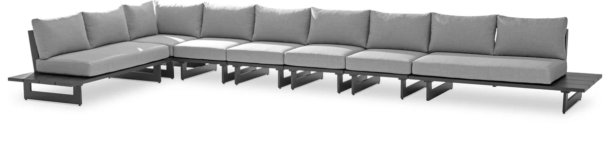 Maldives - 7 Piece Water Resistant Outdoor Patio Modular Left Arm Facing Sectional With Gray Base - Gray