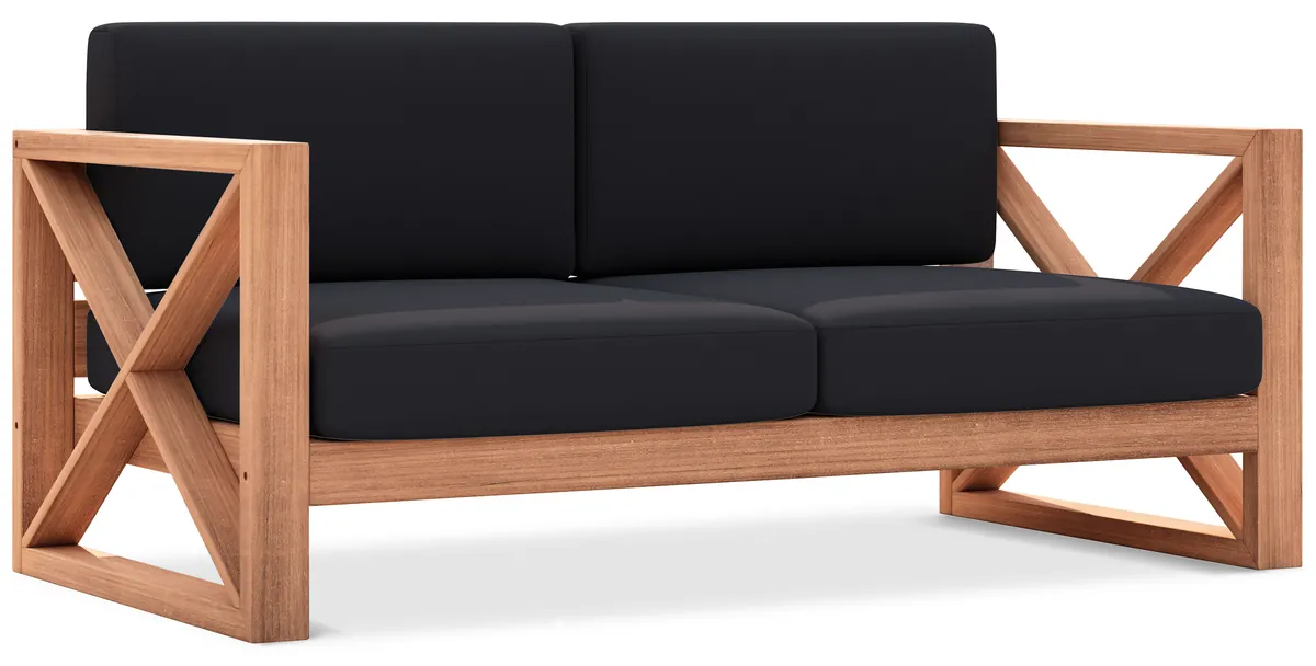 Anguilla - Water Resistant Outdoor Loveseat - Black