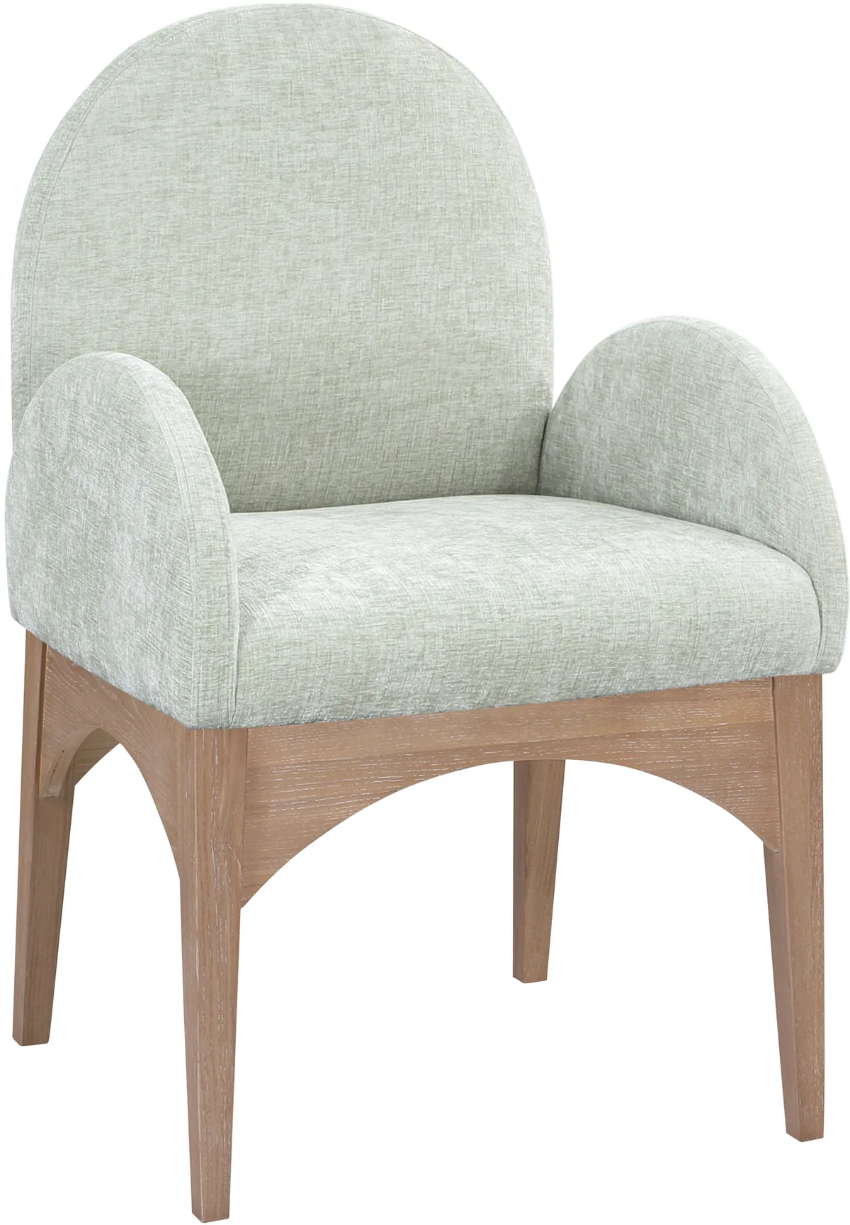Waldorf - Chenille Dining Arm Chair With Natural Legs - Mint