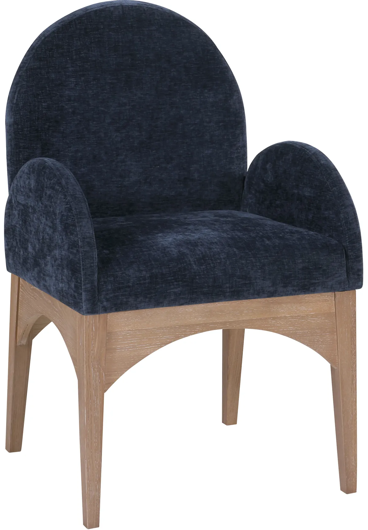 Waldorf - Chenille Dining Arm Chair With Natural Legs - Navy