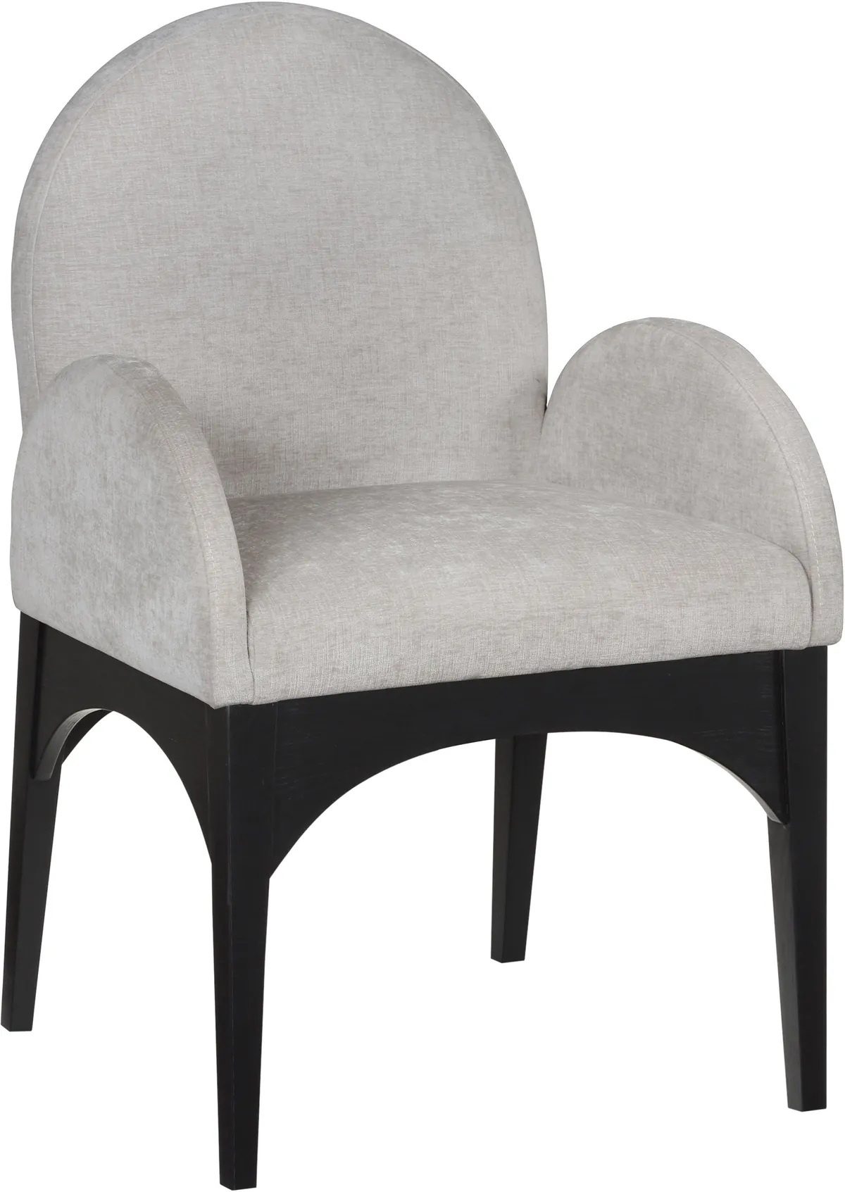 Waldorf - Chenille Dining Arm Chair With Black Legs - Gray
