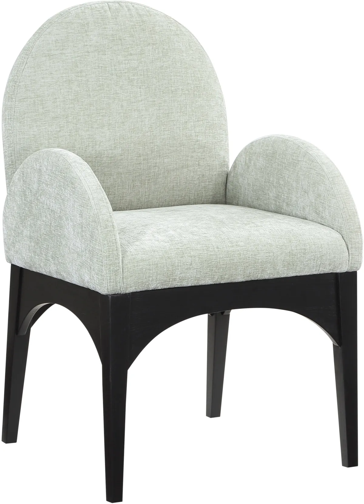 Waldorf - Chenille Dining Arm Chair With Black Legs - Mint