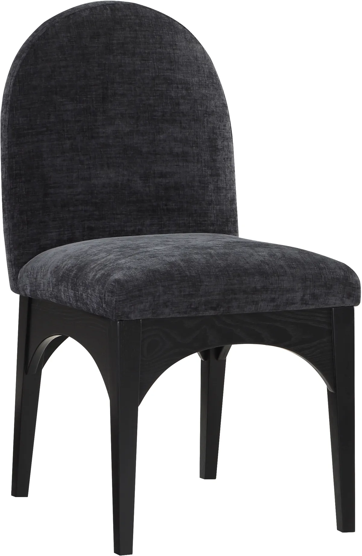 Waldorf - Chenille Dining Side Chair With Black Legs - Black