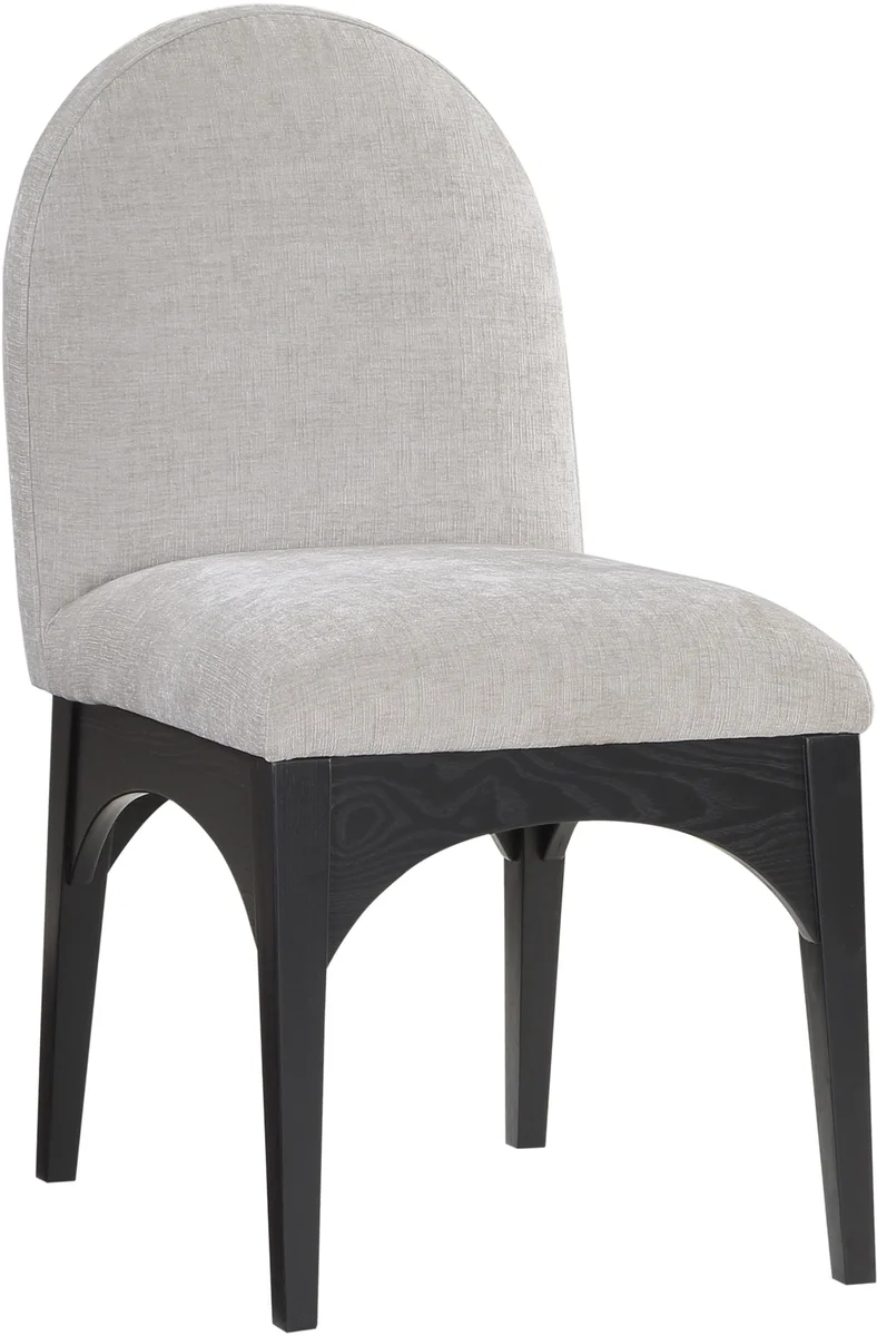 Waldorf - Chenille Dining Side Chair With Black Legs - Gray