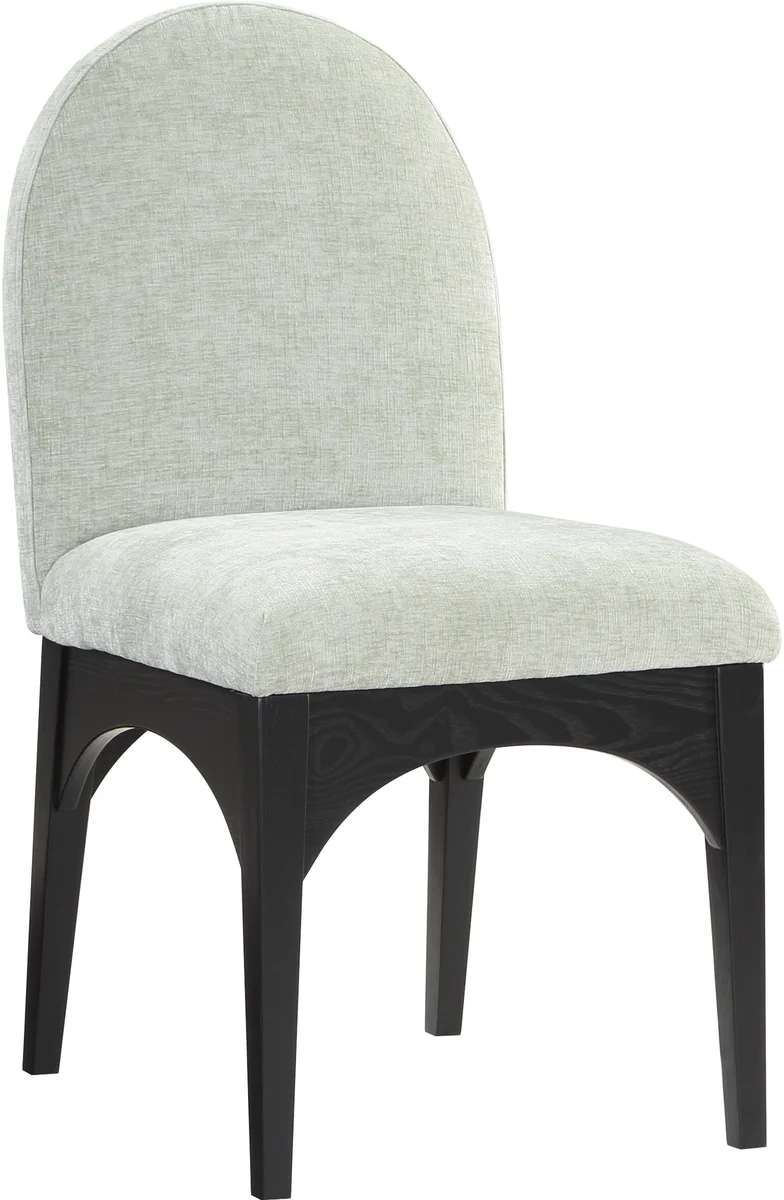 Waldorf - Chenille Dining Side Chair With Black Legs - Mint
