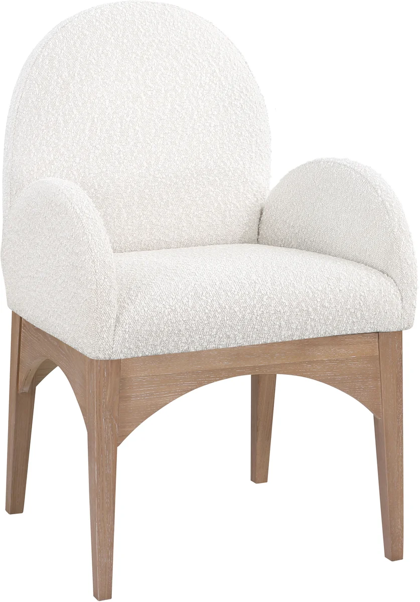 Waldorf - Boucle Dining Arm Chair With Natural Legs - Cream