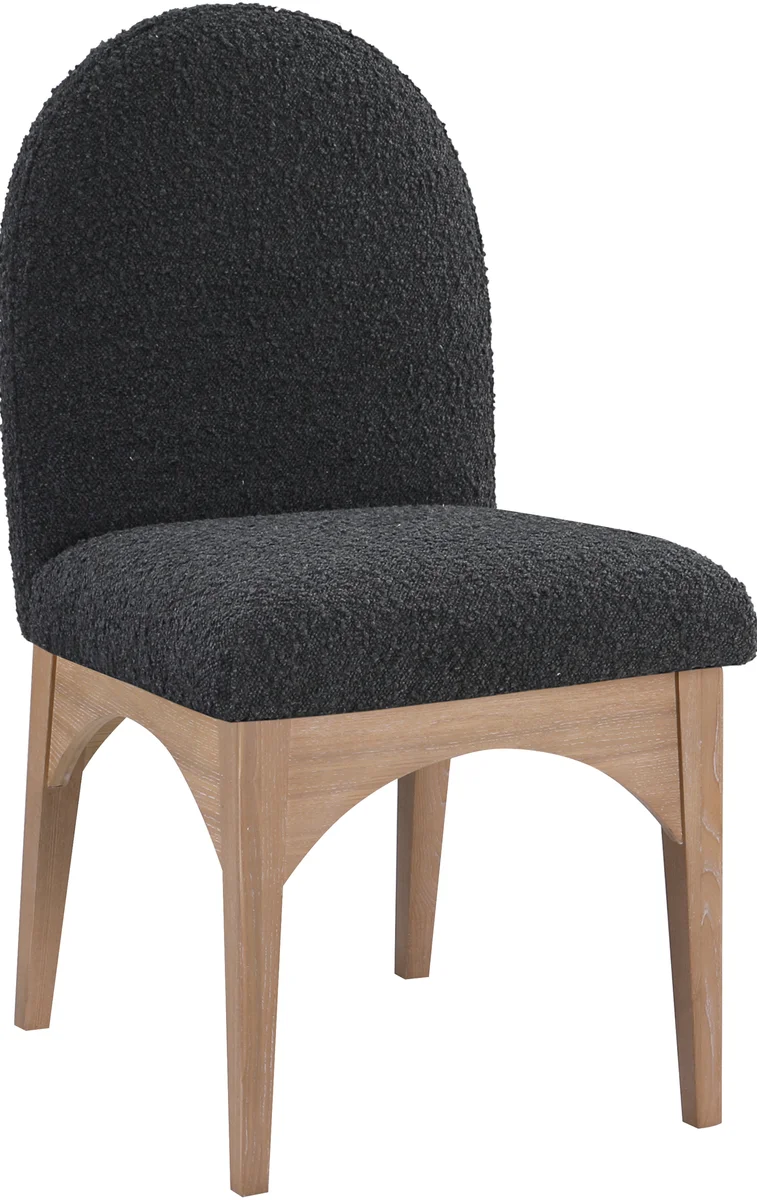 Waldorf - Boucle Dining Side Chair With Natural Legs - Black