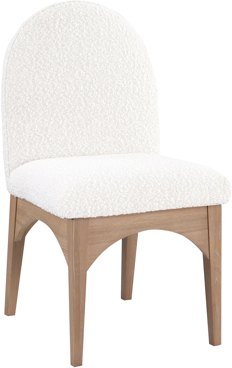 Waldorf - Boucle Dining Side Chair With Natural Legs - Cream
