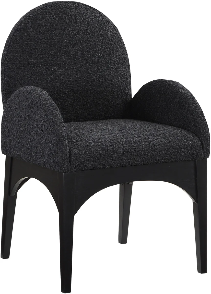 Waldorf - Boucle Dining Arm Chair With Black Legs - Black