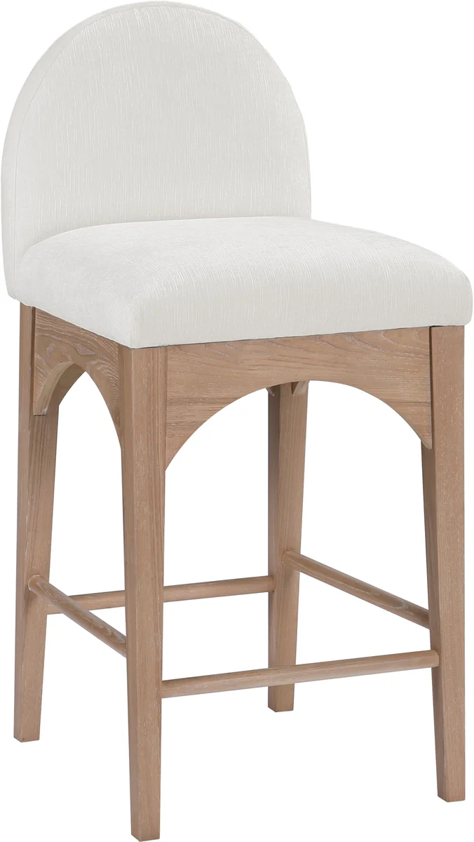 Waldorf - Chenille Stool With Natural Legs - Cream