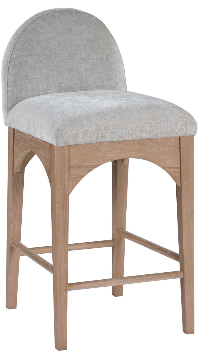 Waldorf - Chenille Stool With Natural Legs - Gray
