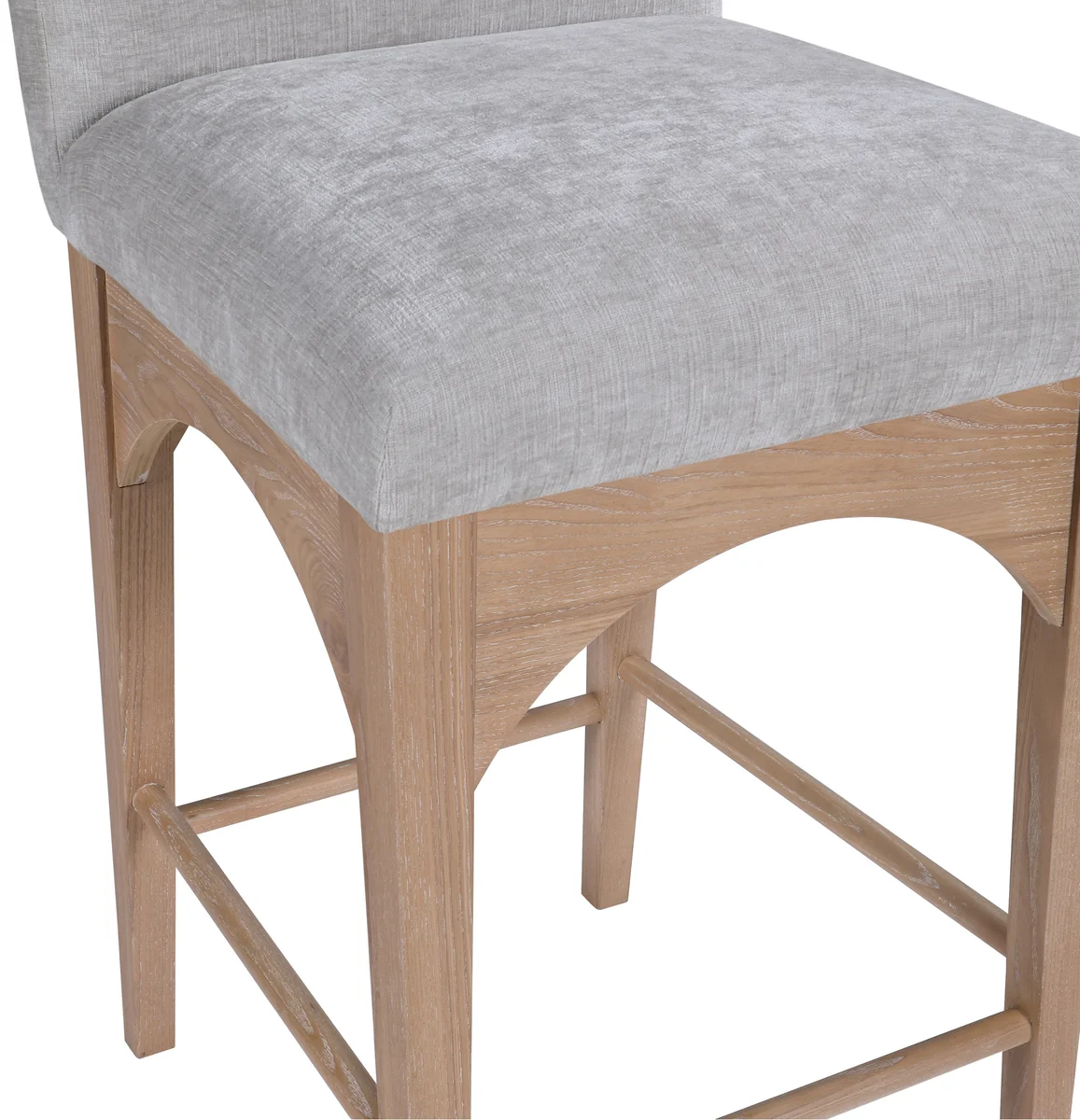 Waldorf - Chenille Stool With Natural Legs - Gray - View 2