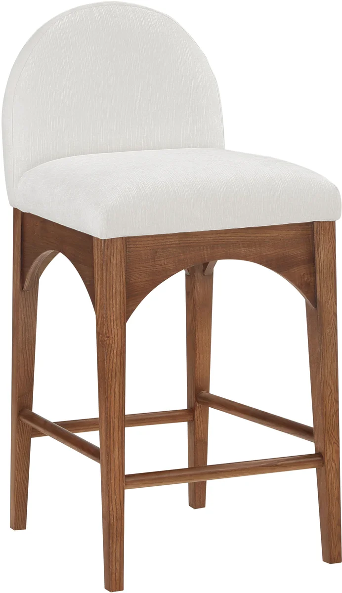 Waldorf - Chenille Stool With Brown Legs - Cream