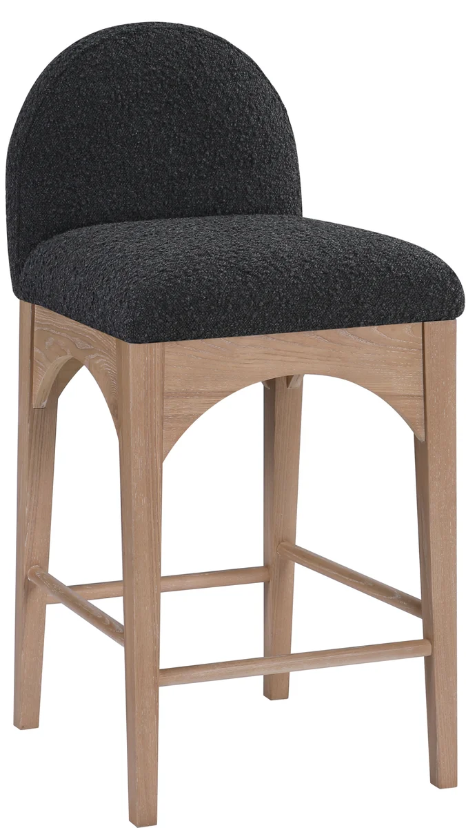 Waldorf - Boucle Stool With Natural Legs - Black