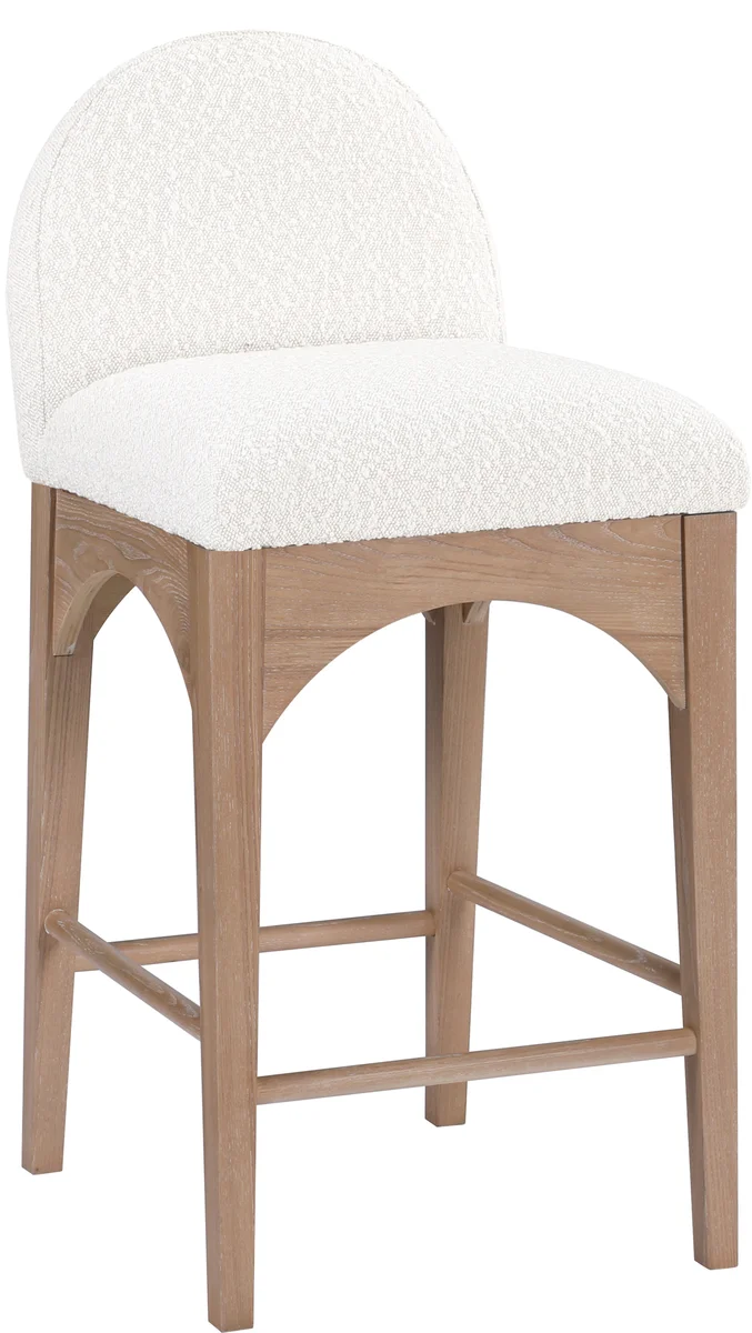 Waldorf - Boucle Stool With Natural Legs - Cream