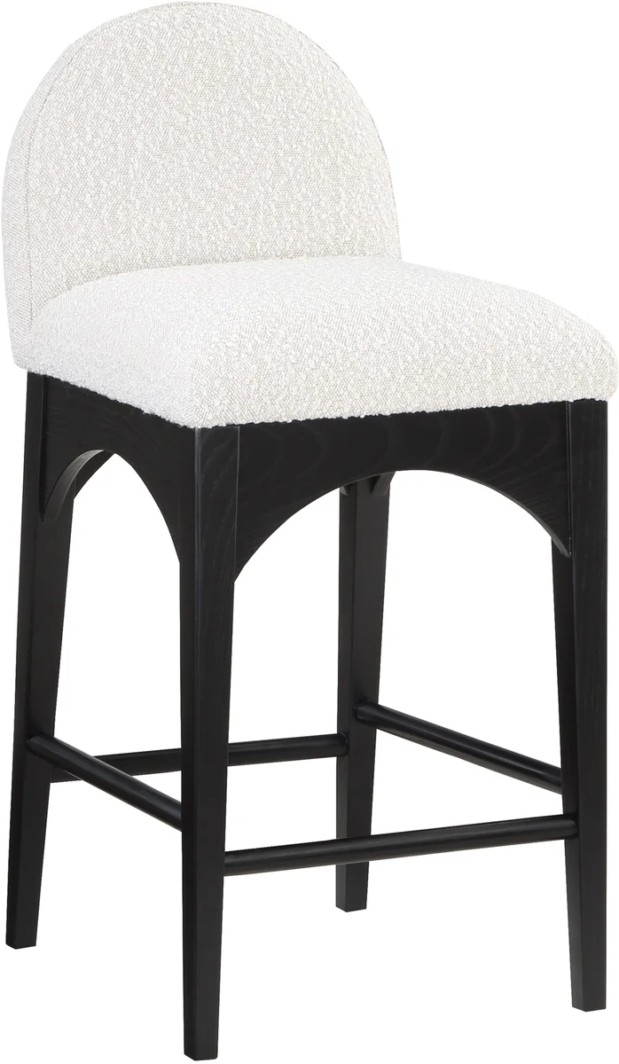 Waldorf - Boucle Stool With Black Legs - Cream
