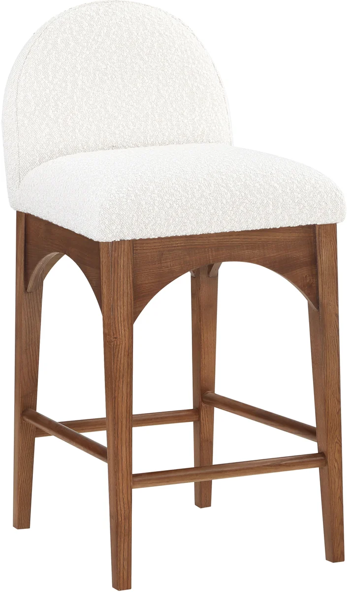 Waldorf - Boucle Stool With Brown Legs - Cream