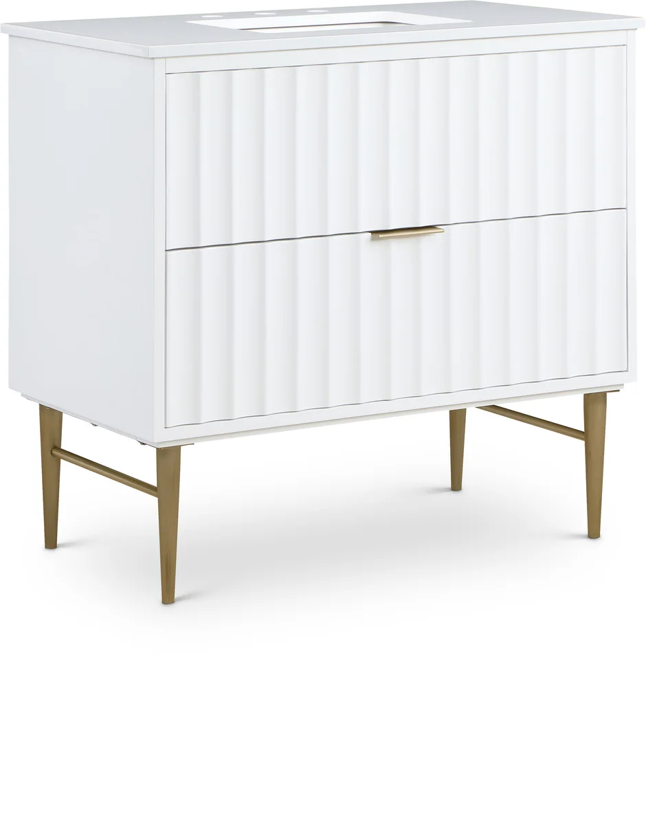Modernist - 36" Bathroom Vanity With Gold Legs - White