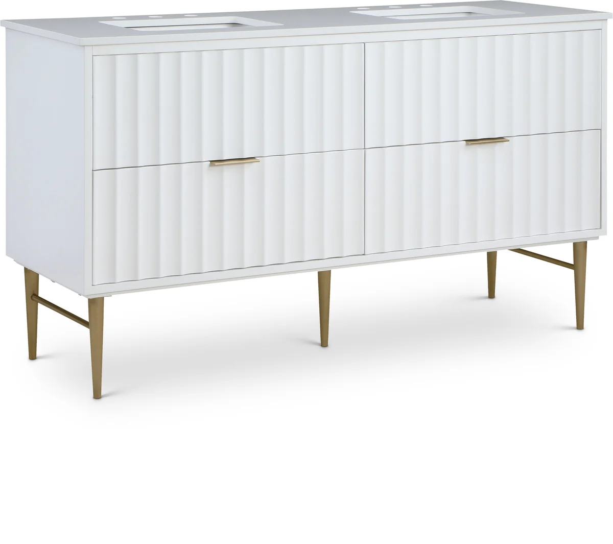 Modernist - 60" Bathroom Vanity With Gold Legs - White