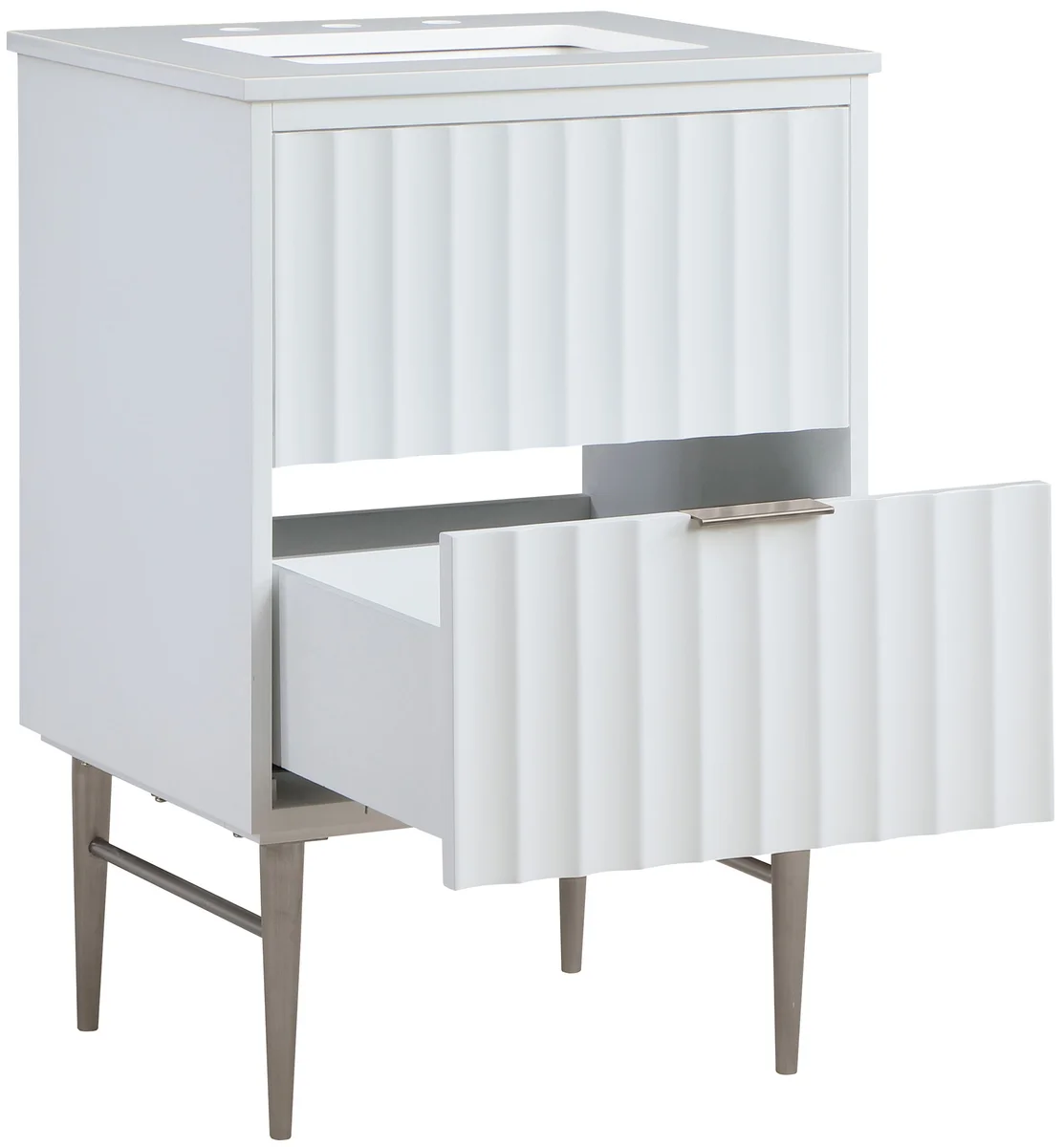 Modernist - 24" Bathroom Vanity With Chrome Legs - White - View 2